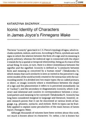 Iconic Identity of Characters in James Joyce's Finnegans Wake