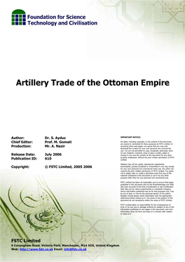 Artillery Trade of the Ottoman Empire