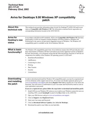 Aviva for Desktops 9.00 Windows XP Compatibilty Patch