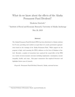 What Do We Know About the Effects of the Alaska Permanent Fund Dividend?