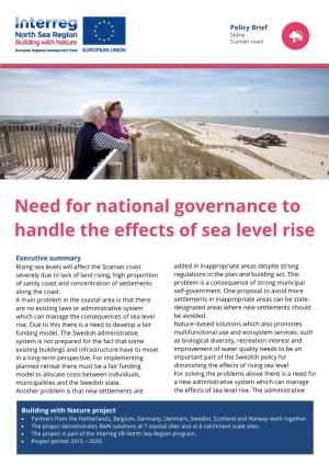 Need for National Governance to Handle the Effects of Sea Level Rise