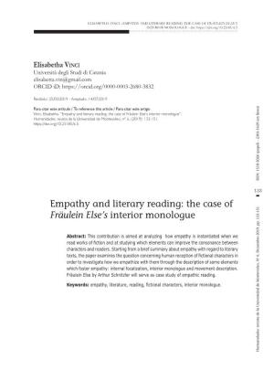 Empathy and Literary Reading: the Case of Fräulein Else's Interior Monologue