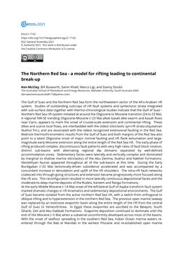 The Northern Red Sea - a Model for Rifting Leading to Continental Break-Up