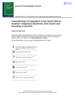 Contradictions of Capitalism in the South African Kalahari: Indigenous Bushmen, Their Brand and Baasskap in Tourism