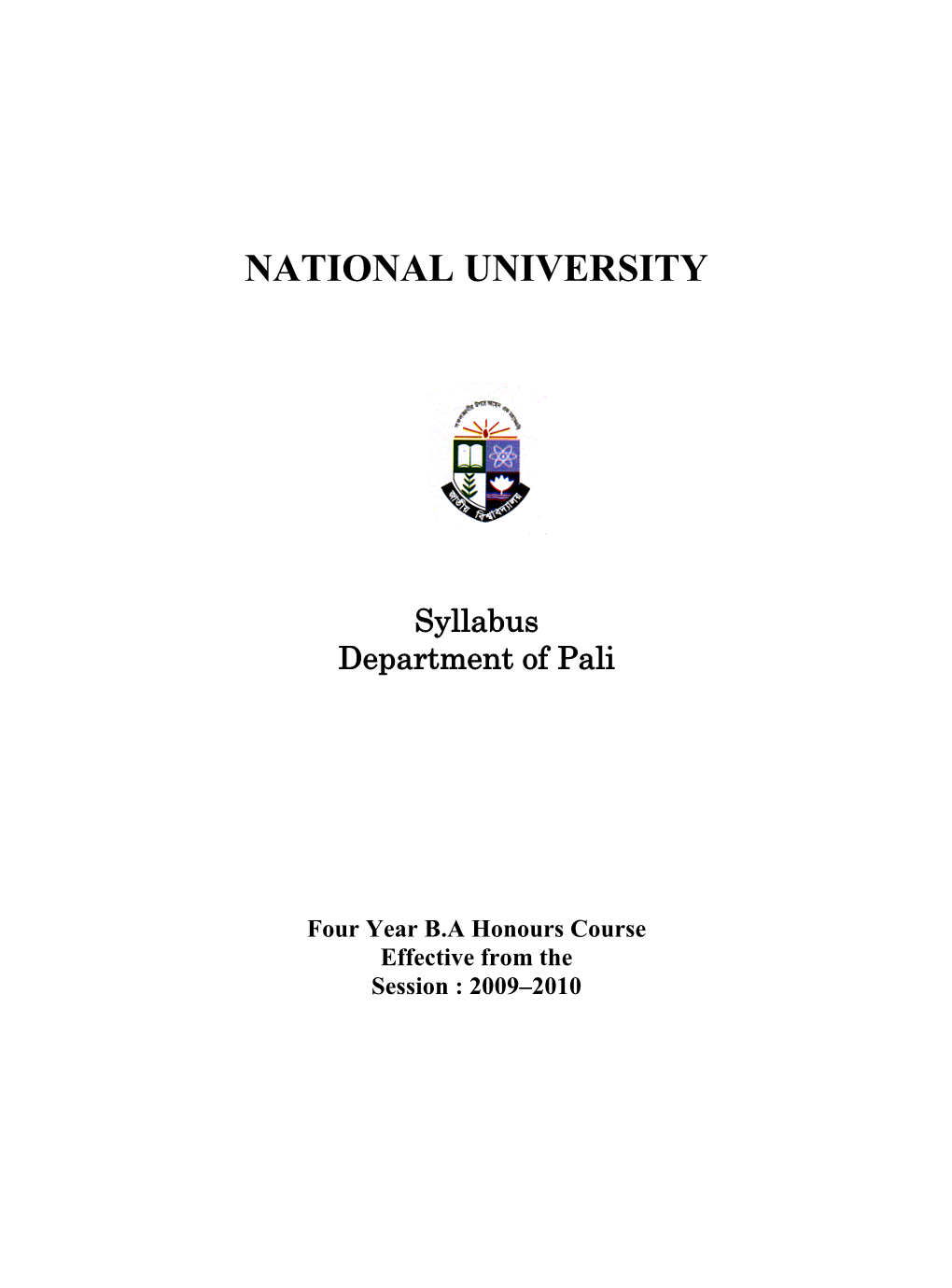 Syllabus Department of Pali