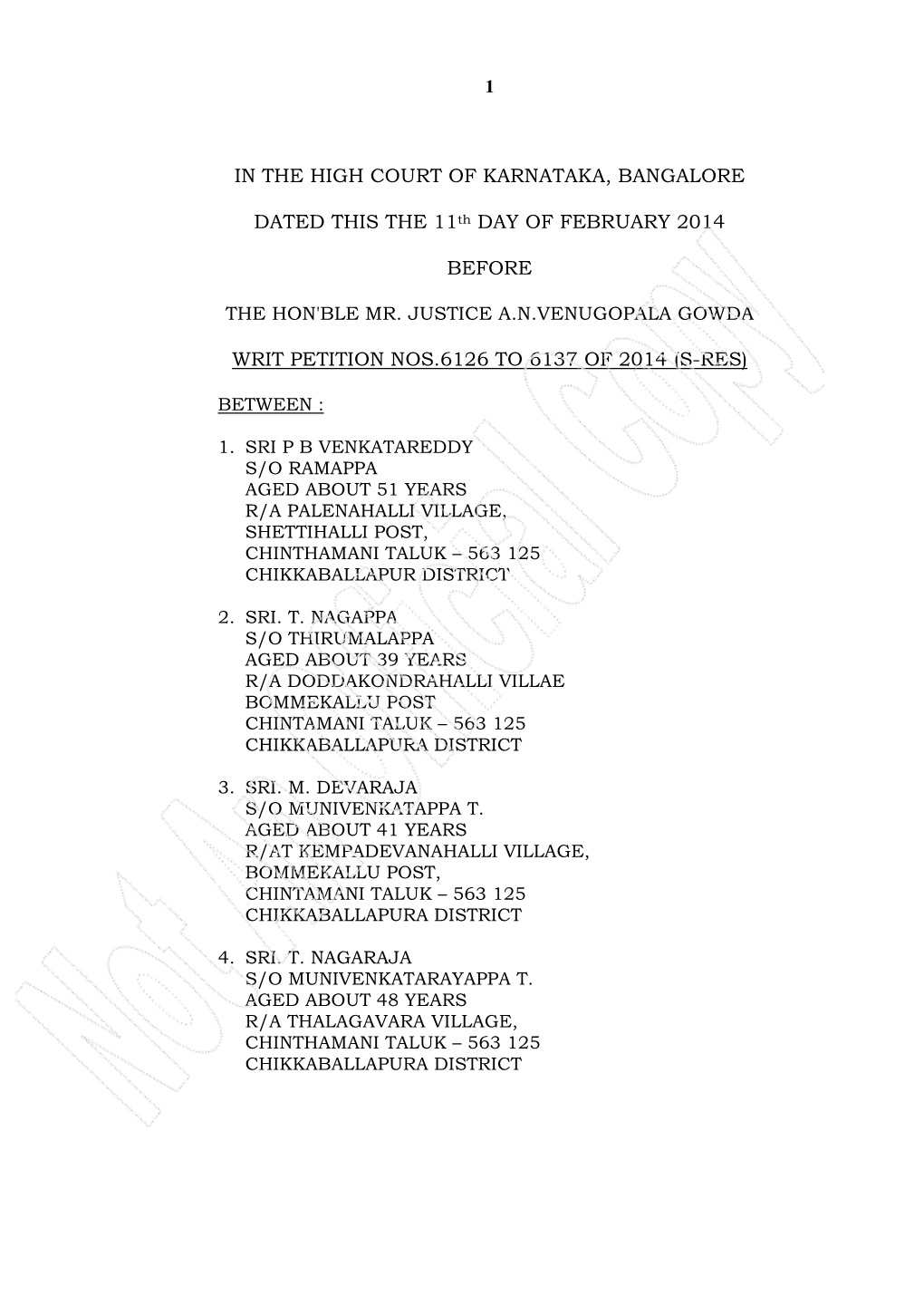 Writ Petition Nos.6126 to 6137 of 2014 (S-Res)