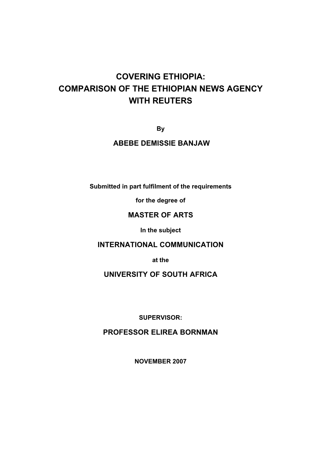 Comparison of the Ethiopian News Agency with Reuters