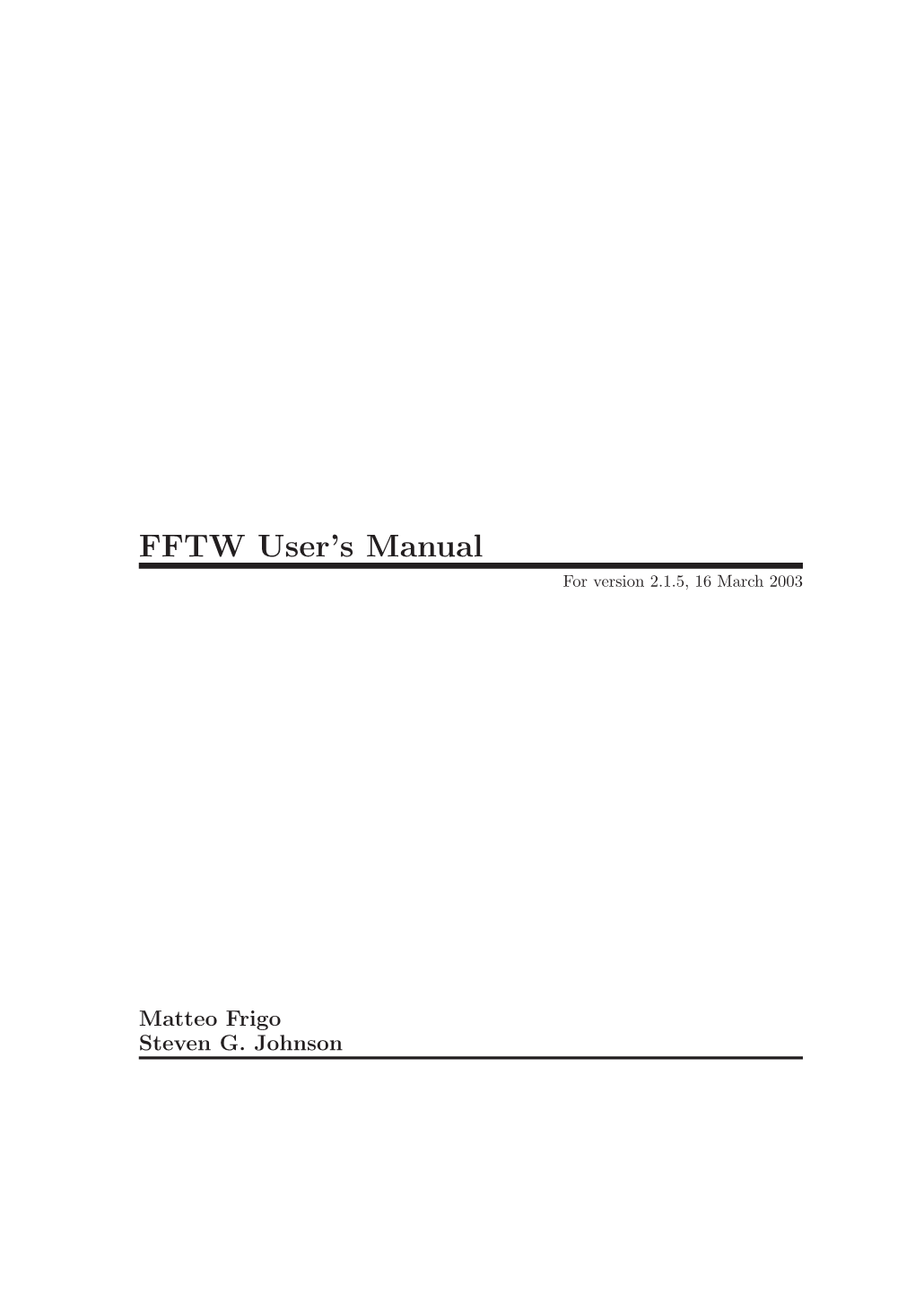 FFTW User's Manual