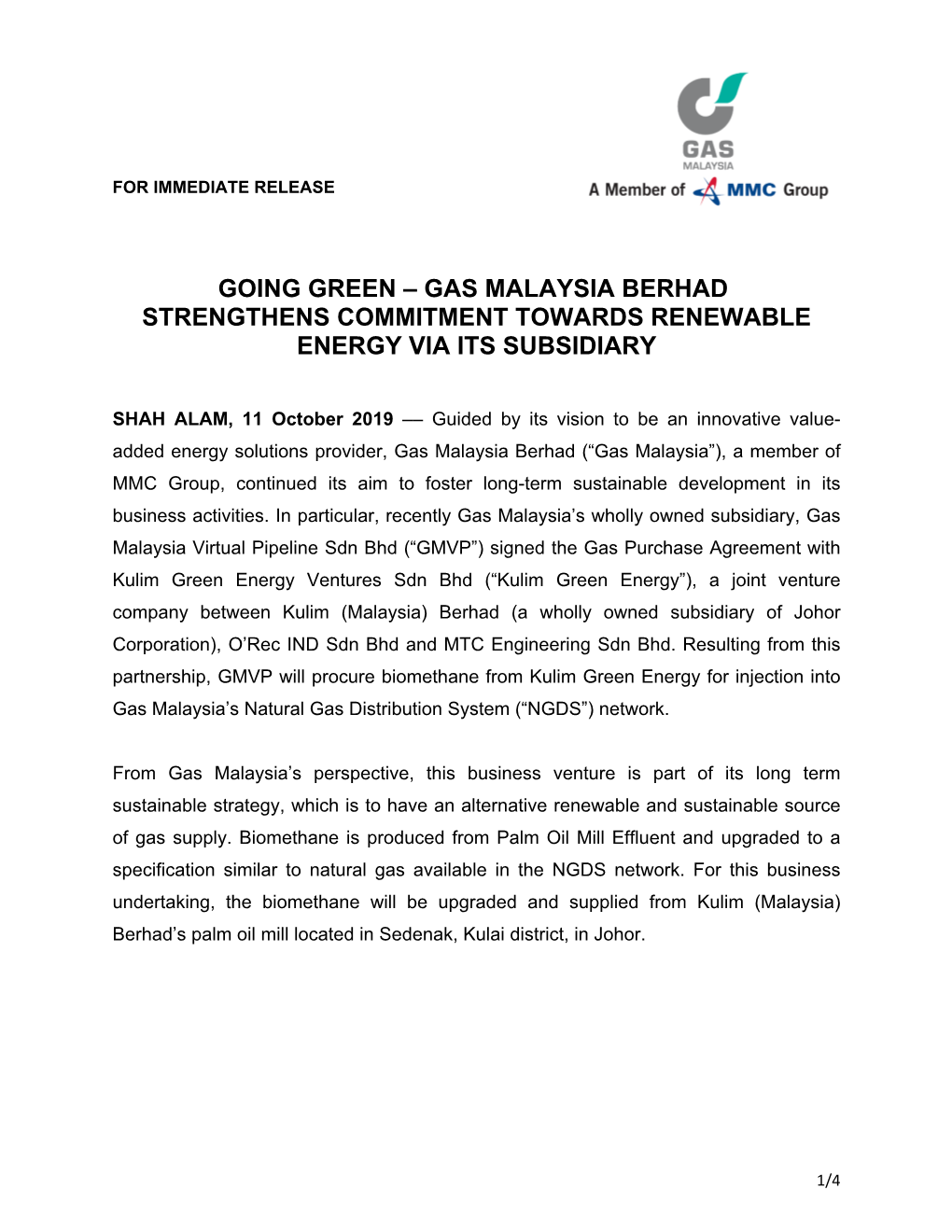 Gas Malaysia Berhad Strengthens C