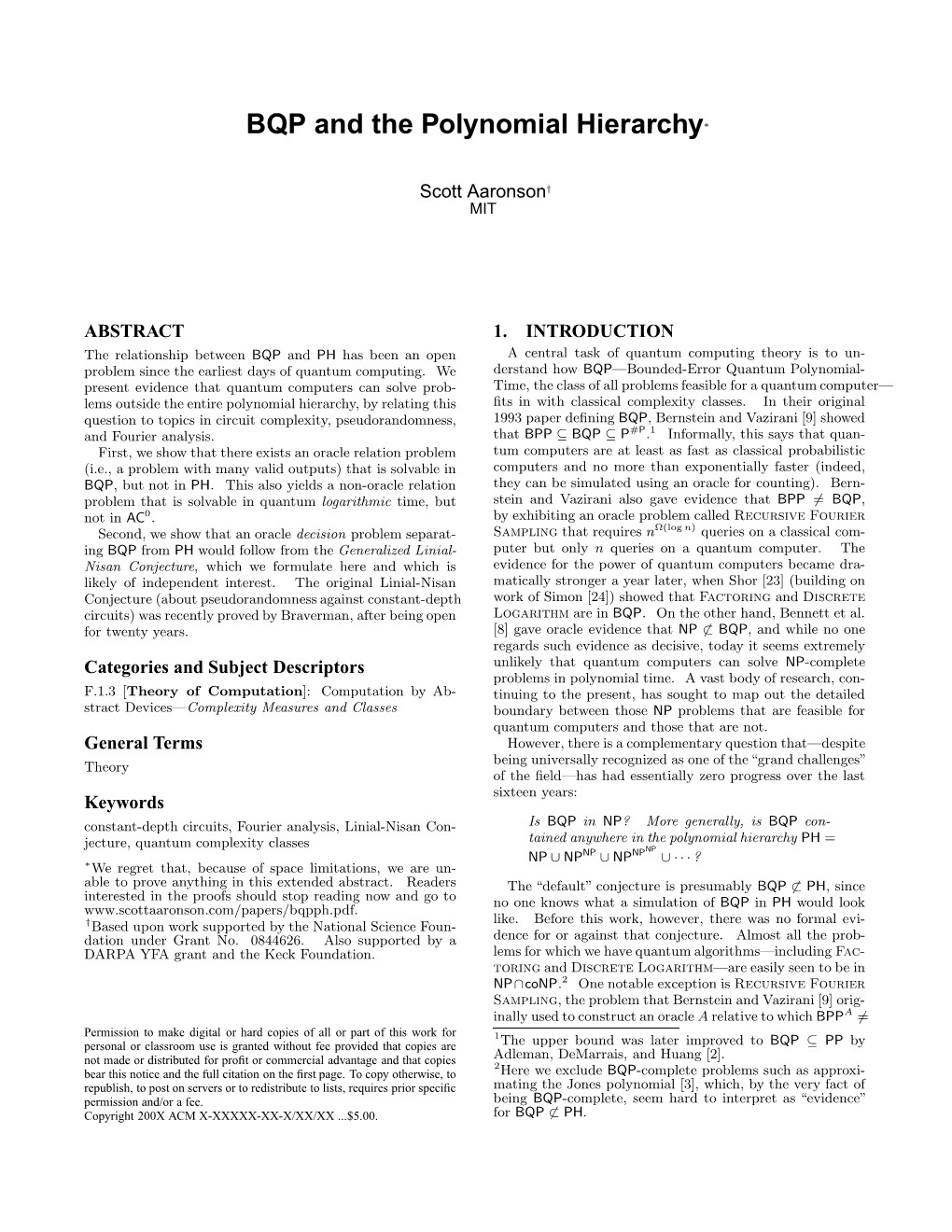 BQP and the Polynomial Hierarchy∗