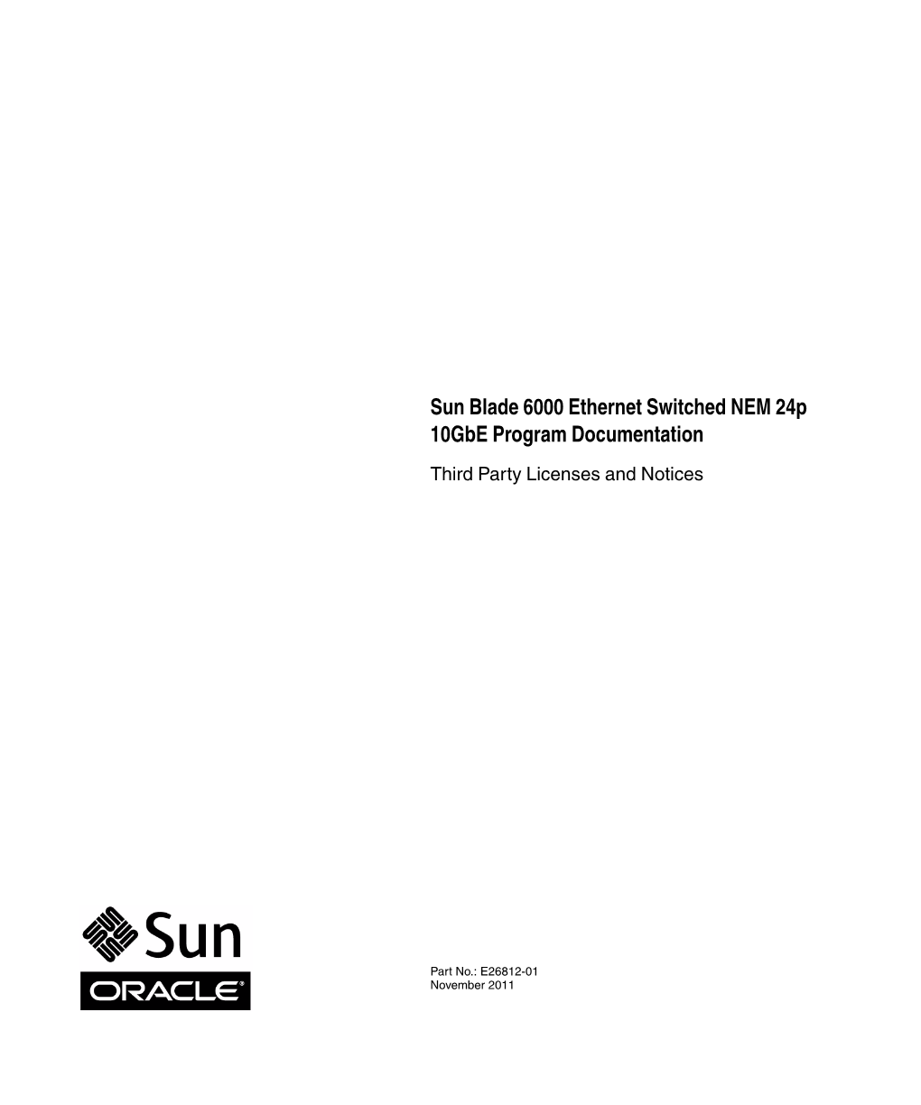 Sun Blade 6000 Ethernet Switched NEM 24P 10Gbe Program Documentation