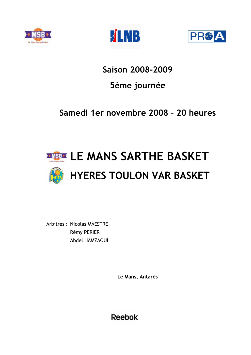 Le Mans Sarthe Basket Hyeres Toulon Var Basket