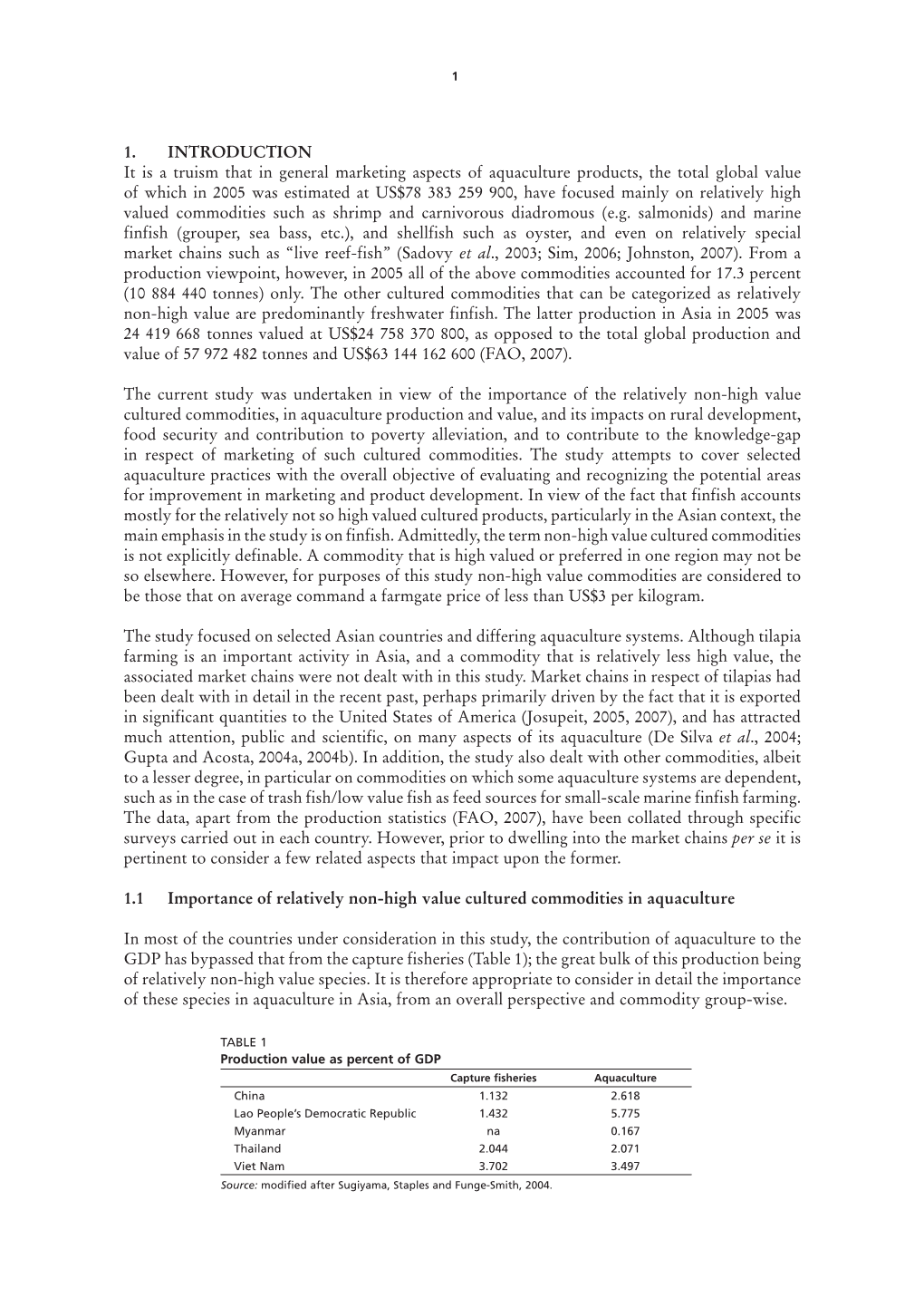 Market Chains of Non-High Value Cultured Aquatic Commodities