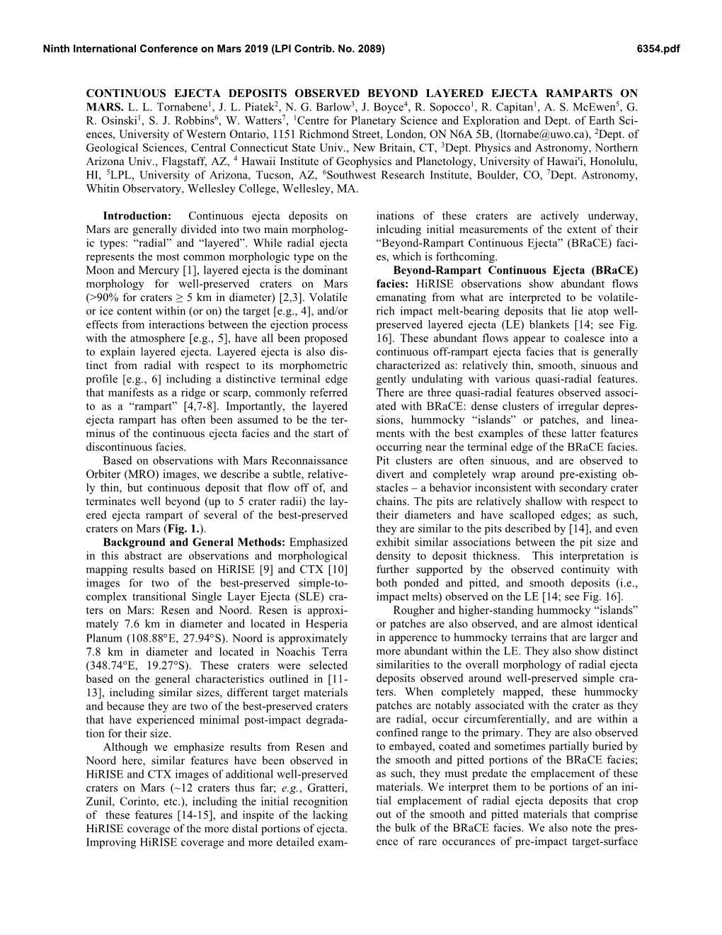 Continuous Ejecta Deposits Observed Beyond Layered Ejecta Ramparts on Mars