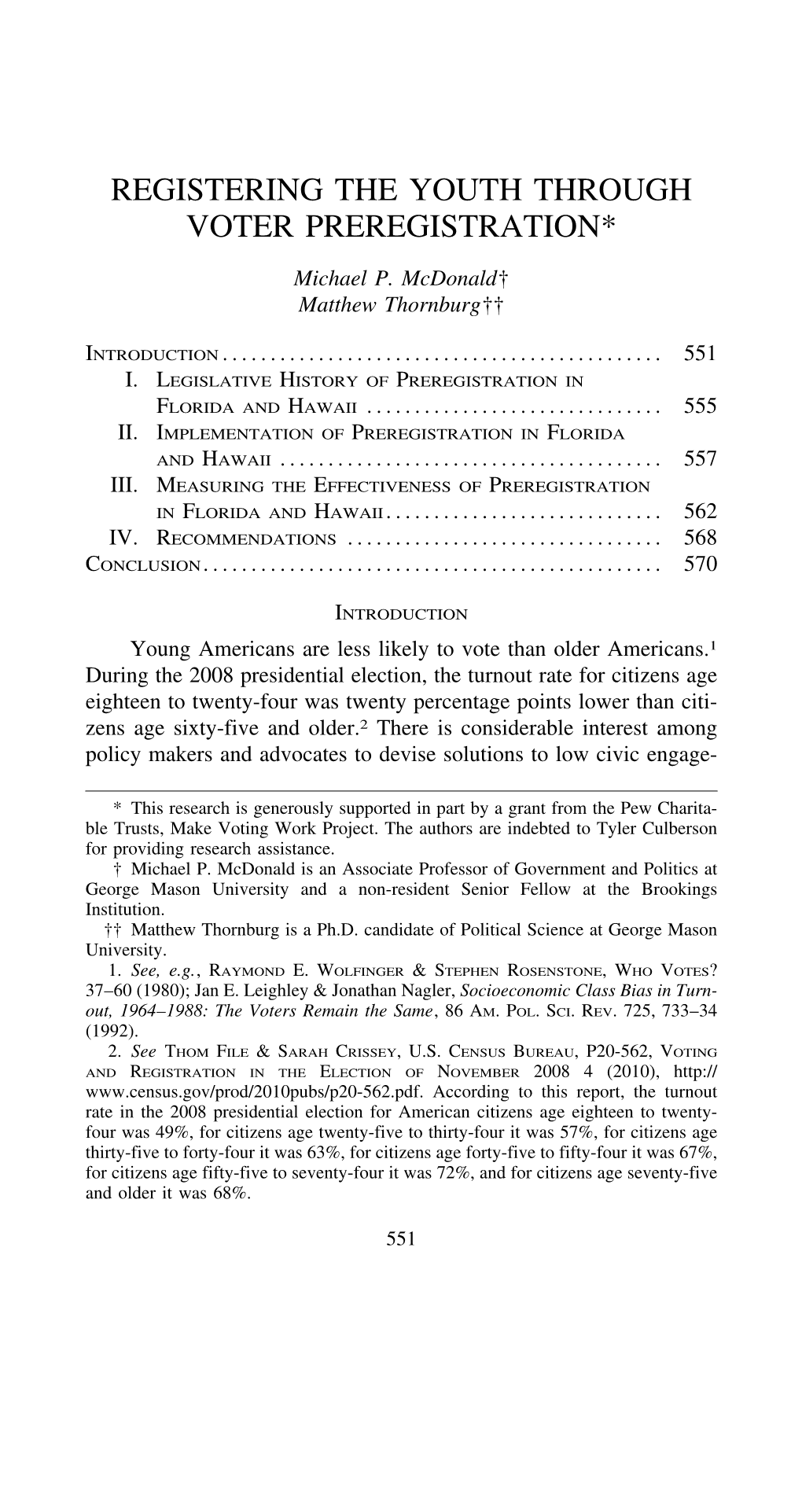 Registering the Youth Through Voter Preregistration.Pdf