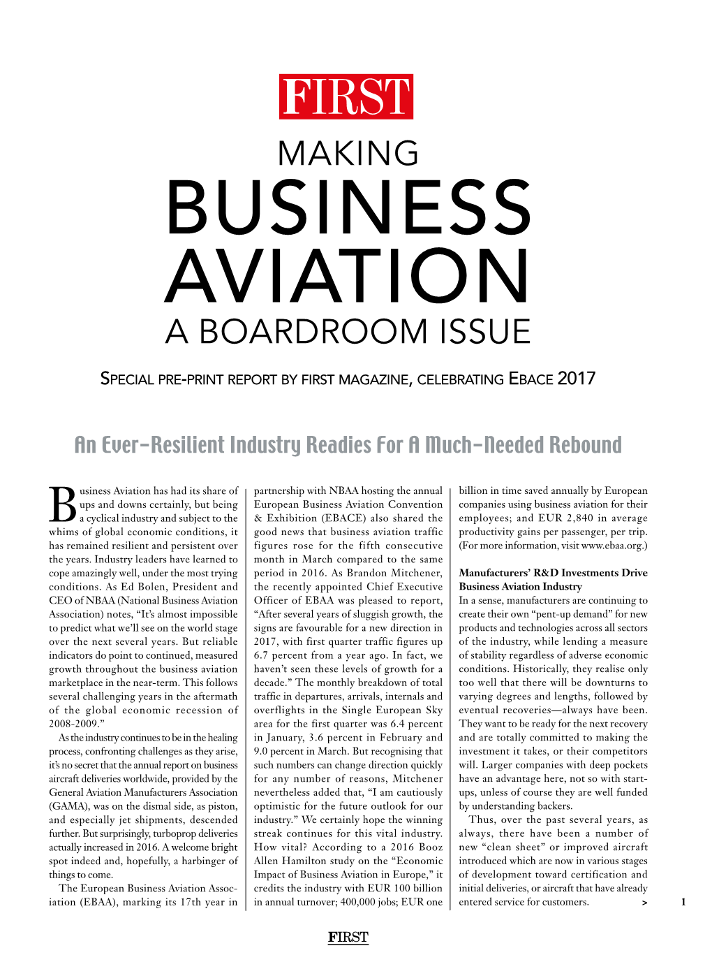 Business Aviation a Boardroom Issue