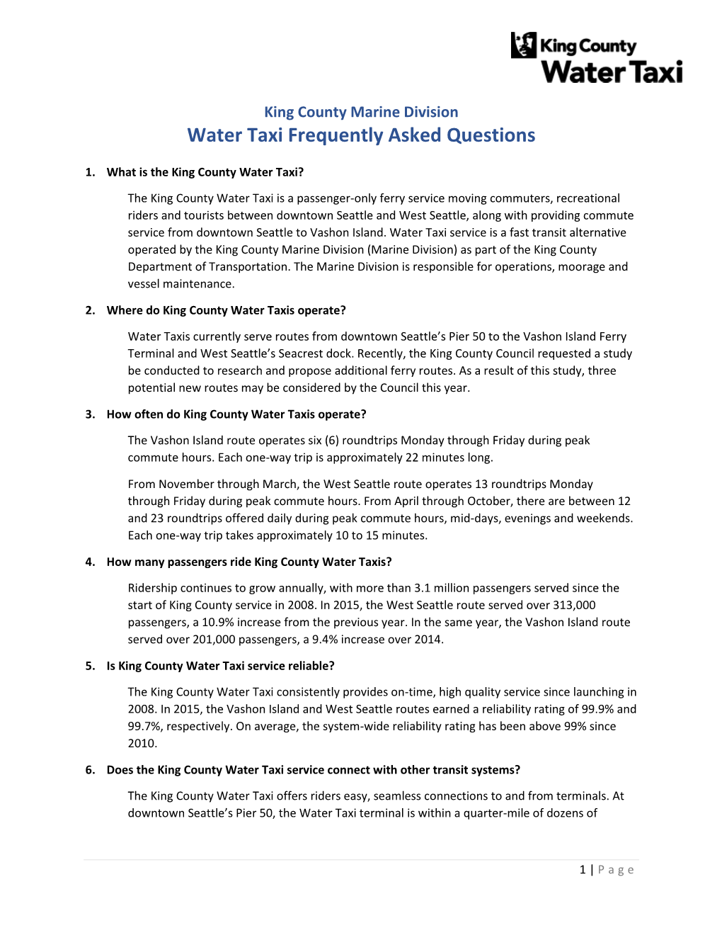 Water Taxi Faqs