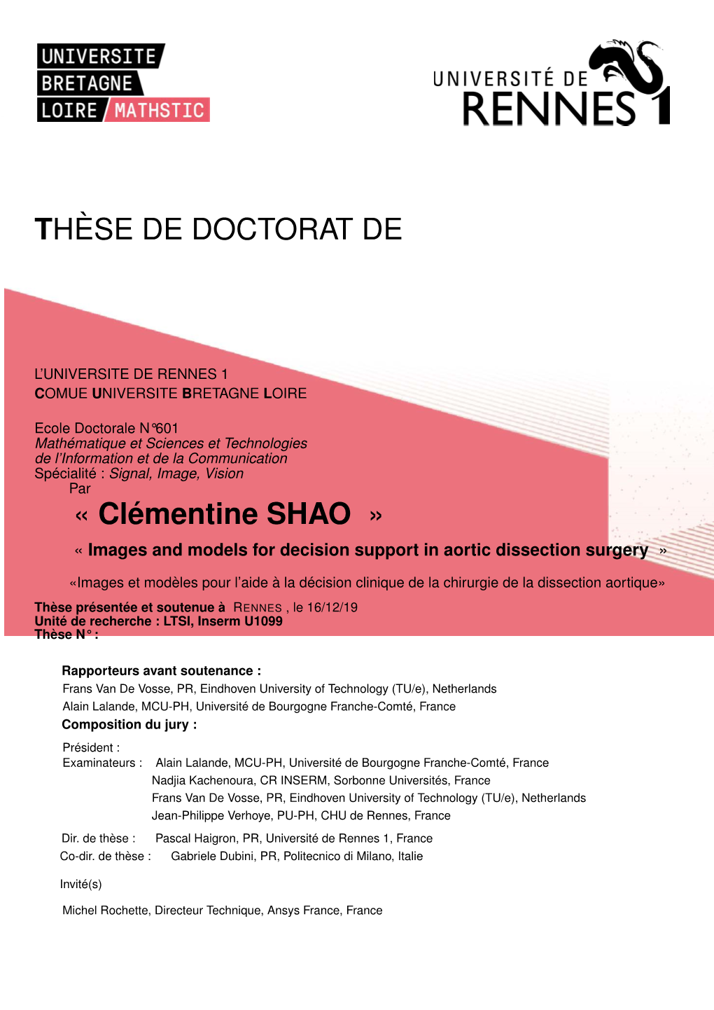 THÈSE DE DOCTORAT DE « Clémentine SHAO »