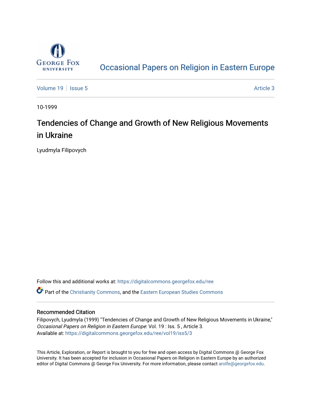 Tendencies of Change and Growth of New Religious Movements in Ukraine