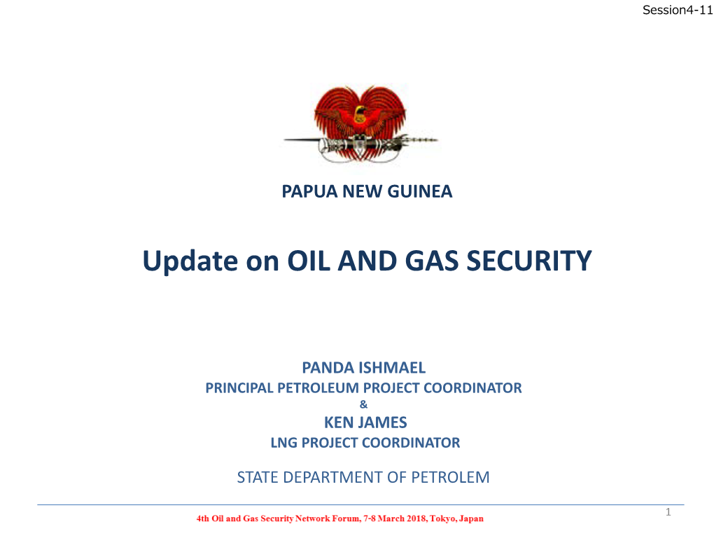 Update on OIL and GAS SECURITY