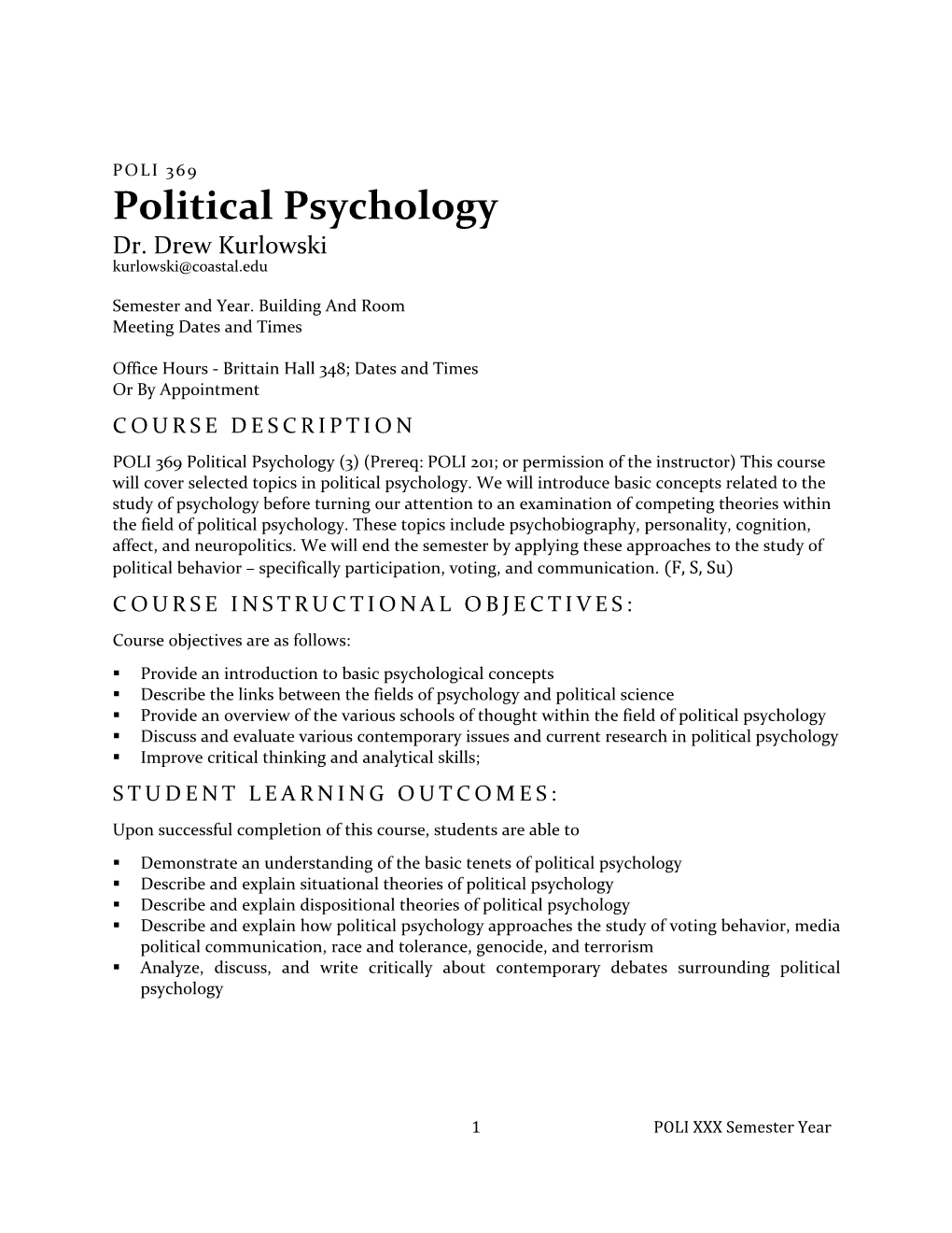 Political Psychology Dr