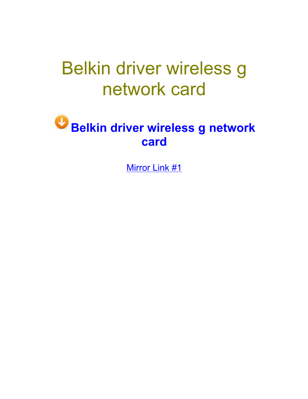 Belkin Driver Wireless G Network Card