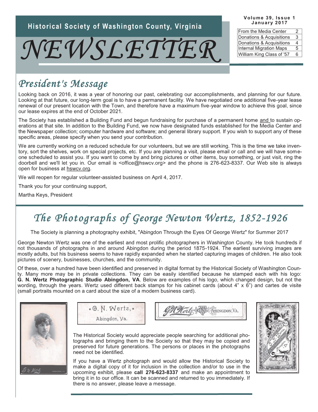 HSWCV-Newsletter-January-2017.Pdf