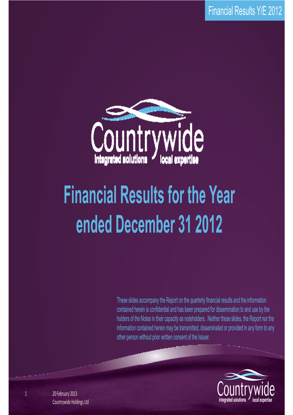 Annual Results Presentation 2012