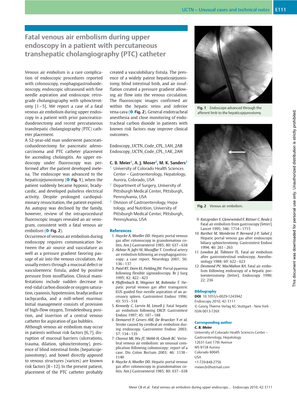 Fatal Venous Air Embolism During Upper Endoscopy in a Patient with Percutaneous Transhepatic Cholangiography (PTC) Catheter