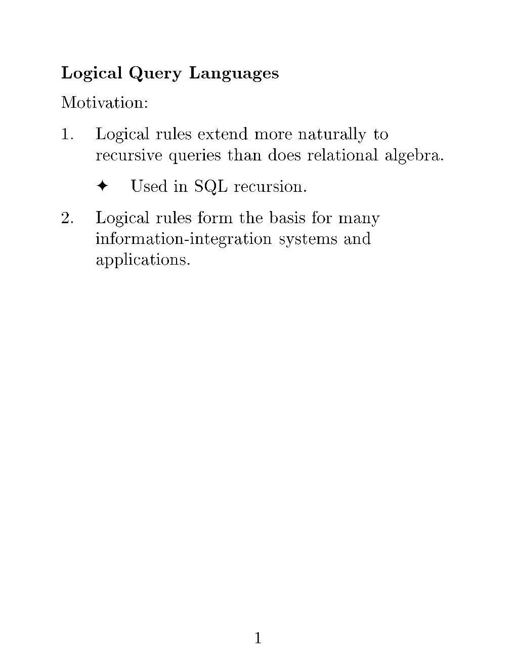 Logical Query Languages