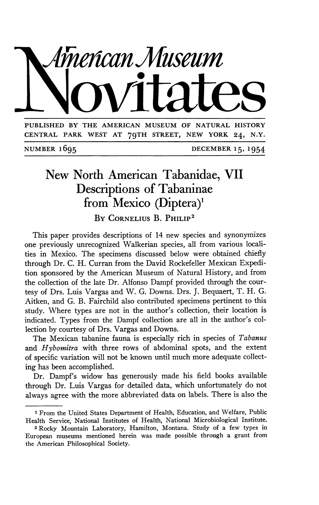 1 4Fteuicangmuscum J Oxfitates PUBLISHED by the AMERICAN MUSEUM of NATURAL HISTORY CENTRAL PARK WEST at 79TH STREET, NEW YORK 24, N.Y