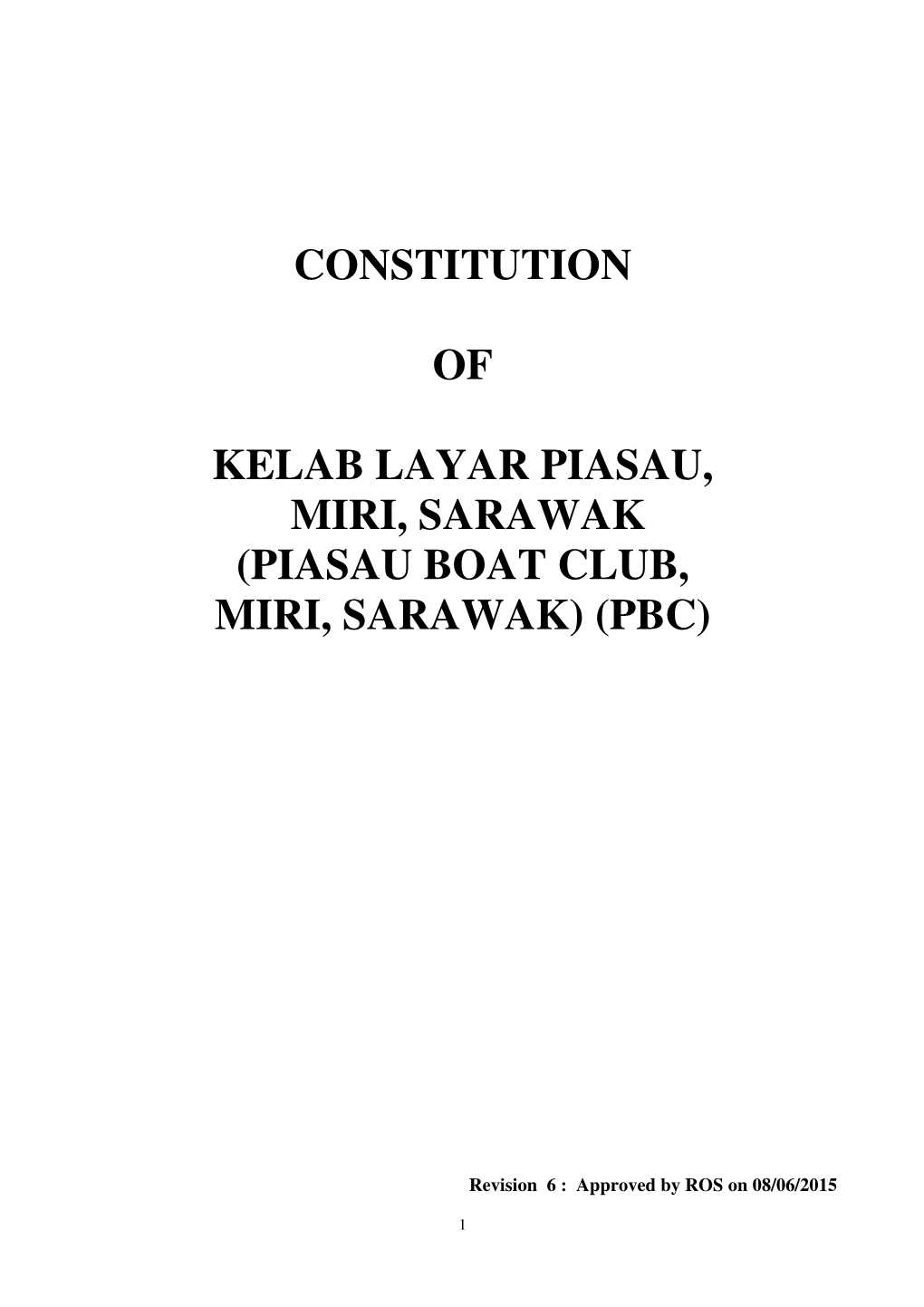 Constitution of Kelab Layar Piasau, Miri, Sarawak