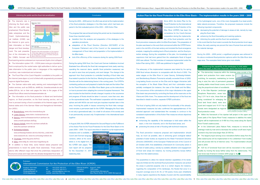 (ICPER) Action Plan for the Flood Protection in the Elbe River