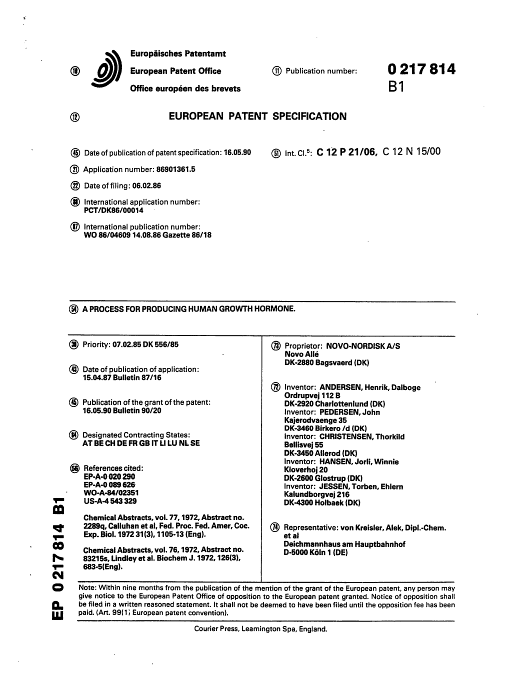 A Process for Producing Human Growth Hormone