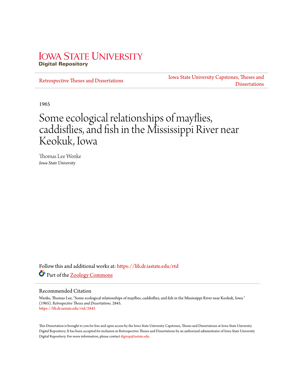 Some Ecological Relationships of Mayflies, Caddisflies, and Fish in the Mississippi River Near Keokuk, Iowa 