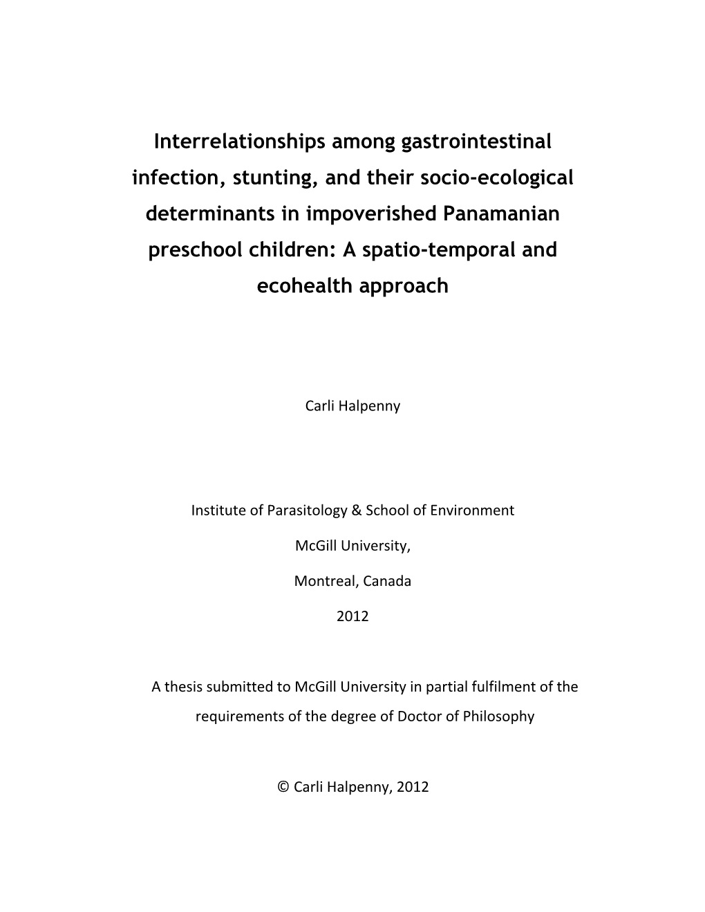 Interrelationships Among Gastrointestinal Infection, Stunting