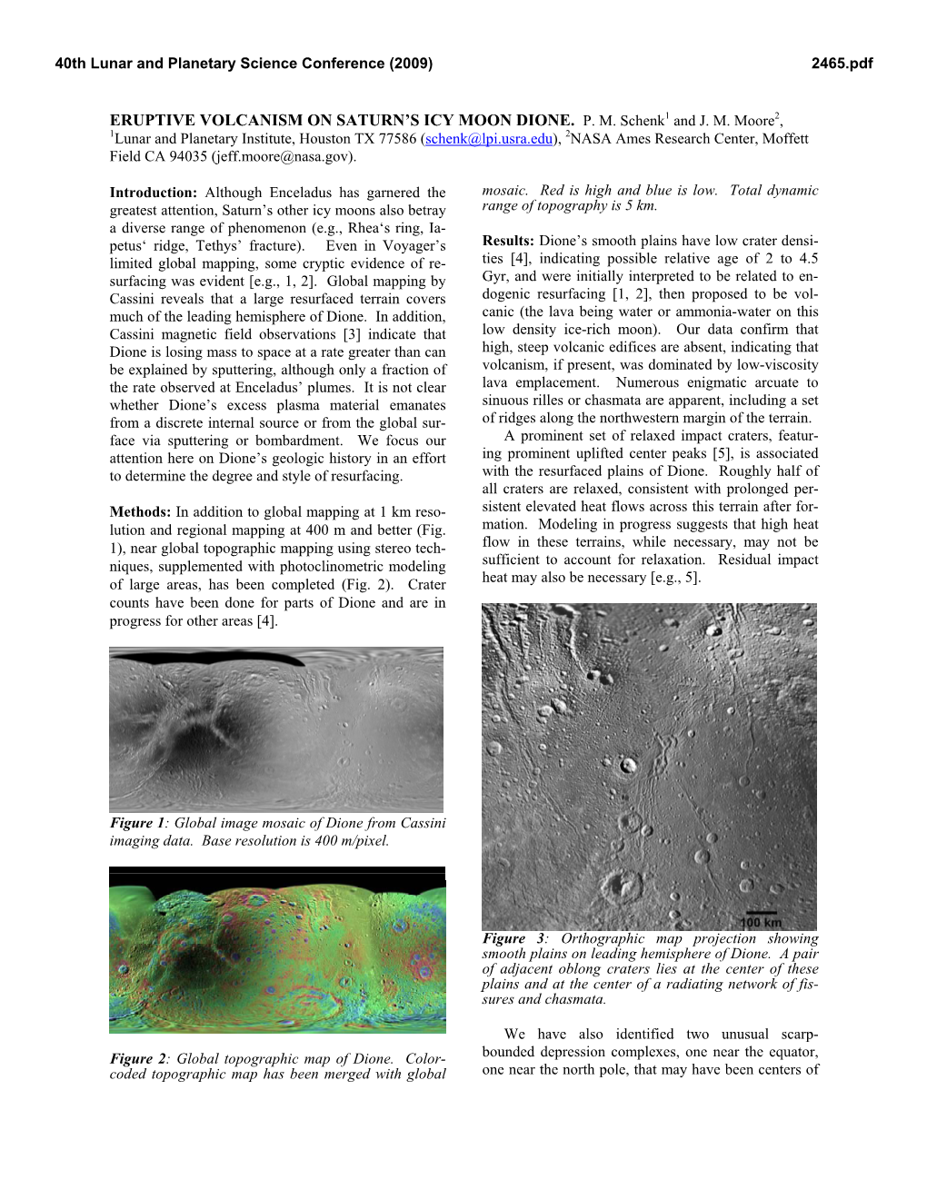 Eruptive Volcanism on Saturn's Icy Moon Dione. Pm