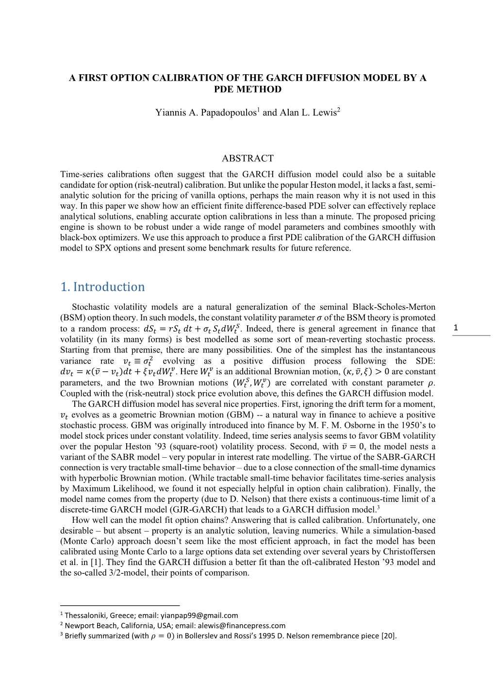 A First Option Calibration of the Garch Diffusion Model by a Pde Method