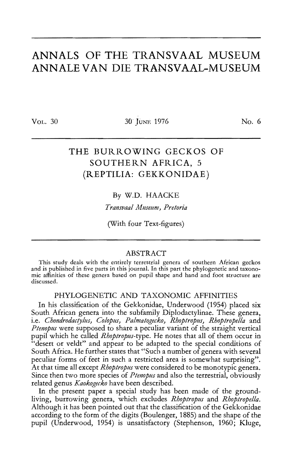 The Burrowing Geckos of Southern Africa 5 1976.Pdf