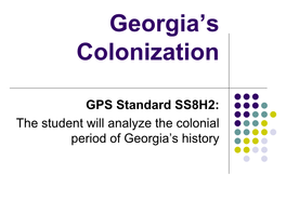 Georgia's Colonization