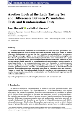 Another Look at the Lady Tasting Tea and Differences Between Permutation Tests and Randomisation Tests