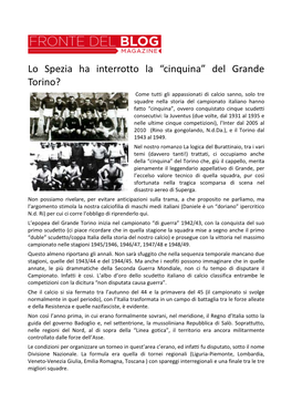 Lo Spezia Ha Interrotto La “Cinquina” Del Grande Torino?