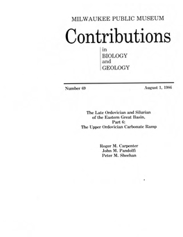 Carpenter, R.M., Pandolfi, J.M., P.M. Sheehan. 1986. the Late Ordovian and Silurian of the Eastern Great