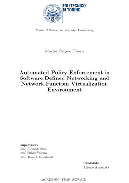 Automated Policy Enforcement in Software Defined Networking and Network Function Virtualization Environment