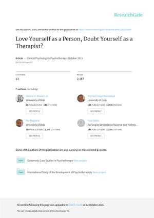 Love Yourself As a Person, Doubt Yourself As a Therapist?
