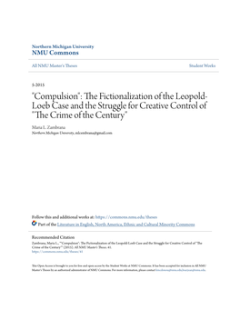 "Compulsion": the Fictionalization of the Leopold-Loeb Case and The