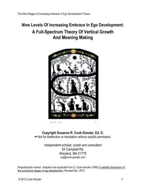 Nine Levels of Increasing Embrace in Ego Development: a Full-Spectrum Theory of Vertical Growth and Meaning Making