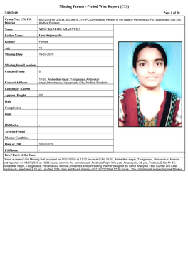 Missing Person - Period Wise Report (CIS) 12/09/2019 Page 1 of 50