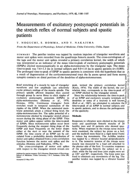 Measurements of Excitatory Postsynaptic Potentials in the Stretch Reflex of Normal Subjects and Spastic Patients