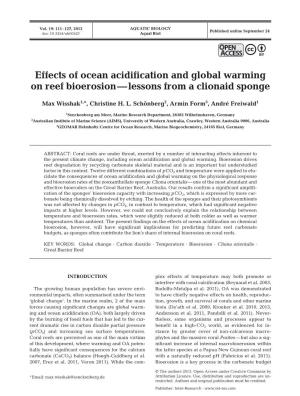 Effects of Ocean Acidification and Global Warming on Reef Bioerosion—Lessons from a Clionaid Sponge